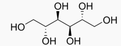 분자량은 작지만 극성으로 인해 Vd가 작은 mannitol의 분자구조.